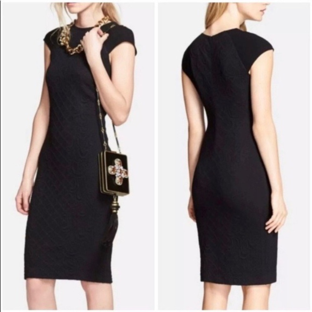 Tory Burch Kiersten Black Quilted Body-Con Dress S